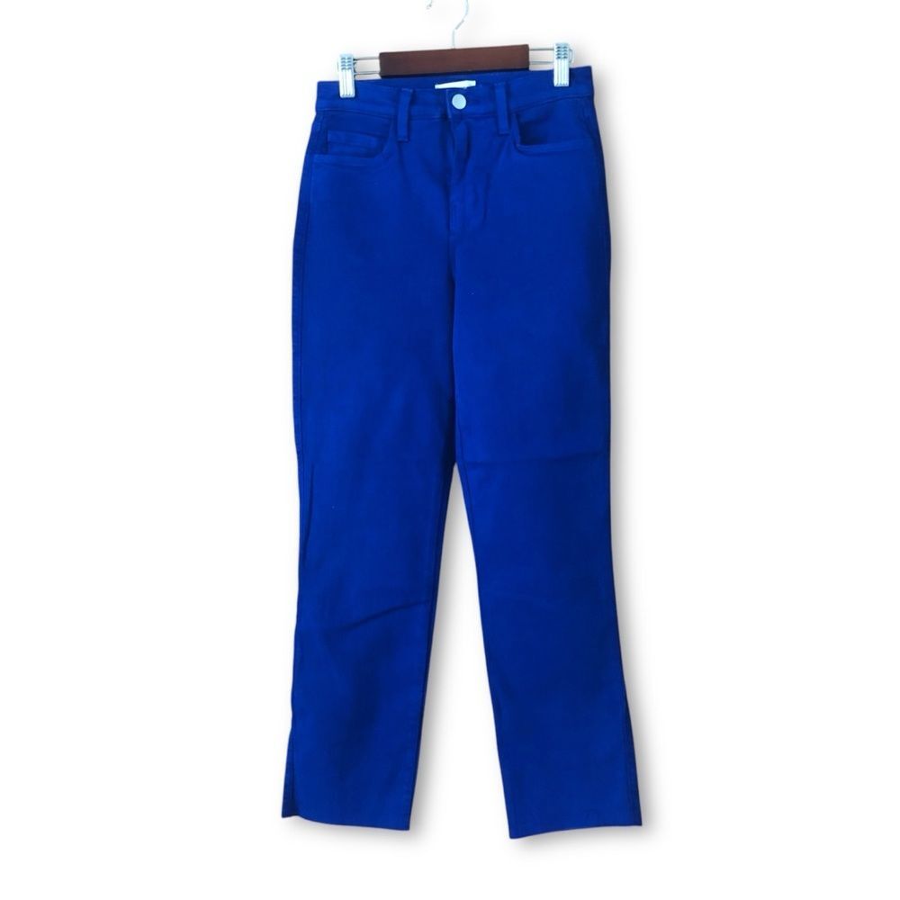 L'Agence Blue High Rise Slim Leg Raw Hem Ankle Jeans NWOT Size 25 Preppy Denim
